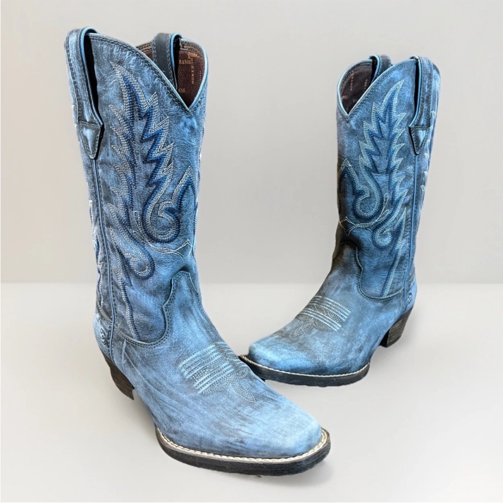 Durango Women’s Cowboy Boots Dream Catcher Blue Distressed Embroidered Size 8.5